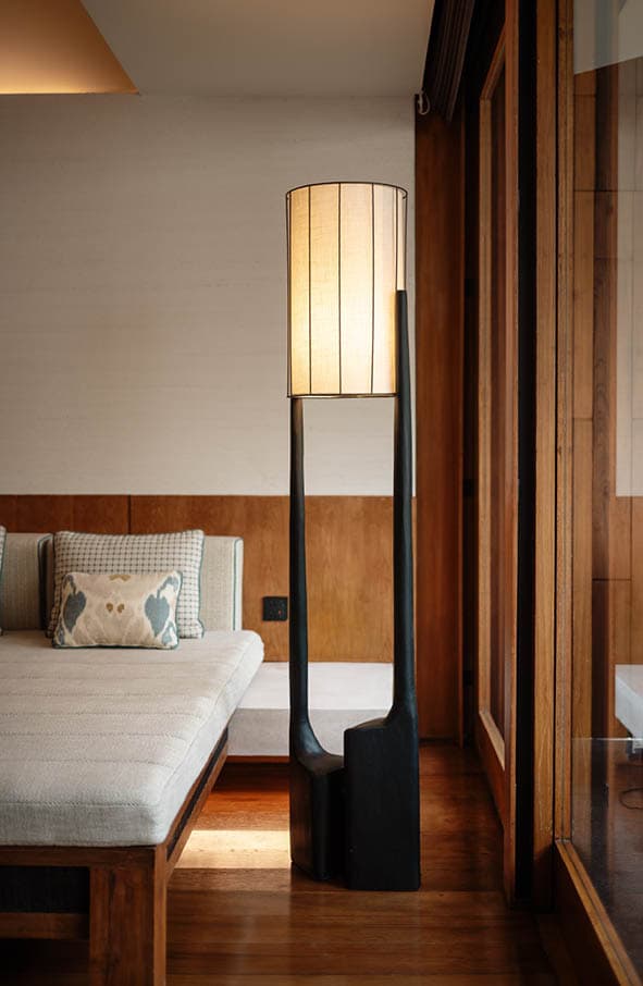 Custom floor lamp in the Kasara Suite