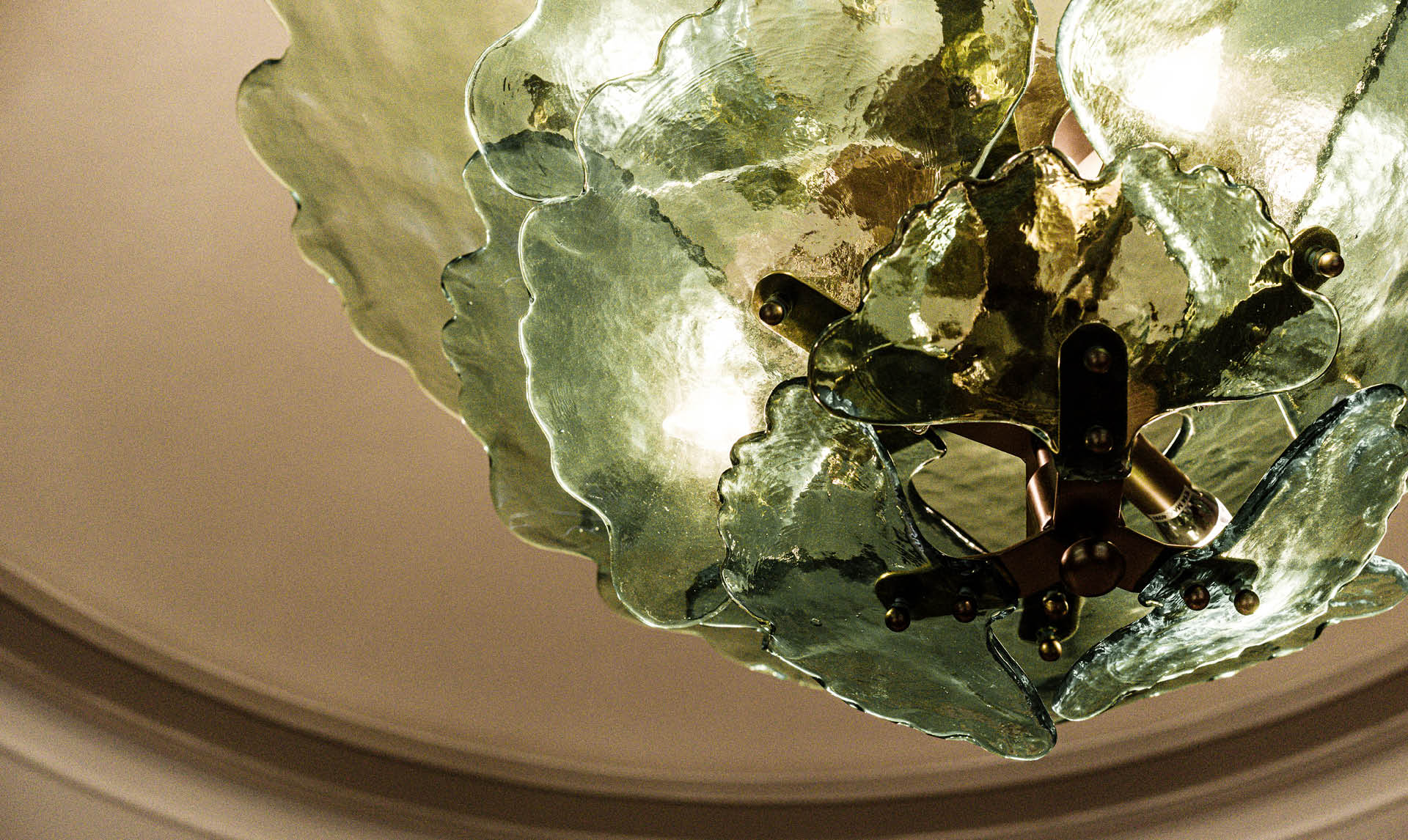 S'RIN Prannok by Singha Estate — sculptural green glass chandelier